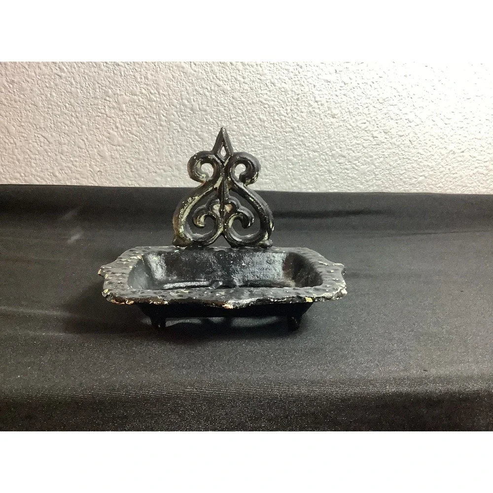 Vintage Cast Iron Soap Dish | Ornate Victorian Revival Style | Freestanding Tray